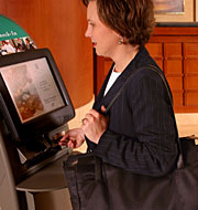 Testing the waters: Embassy Suites Hotel, part of the Hilton Hotel chain, is currently using kiosks in six of its properties. 
